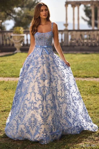 Sherri Hill Style #57058 #0 default Ivory/Blue thumbnail